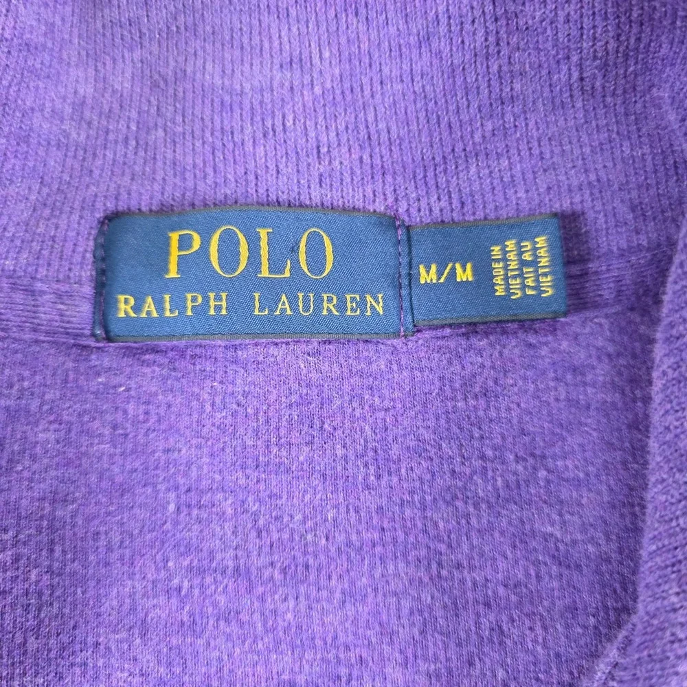 Polo Ralph Lauren Mens Medium Purple 1/4 Zip Cotton Knit Pullover Sweater Pony
